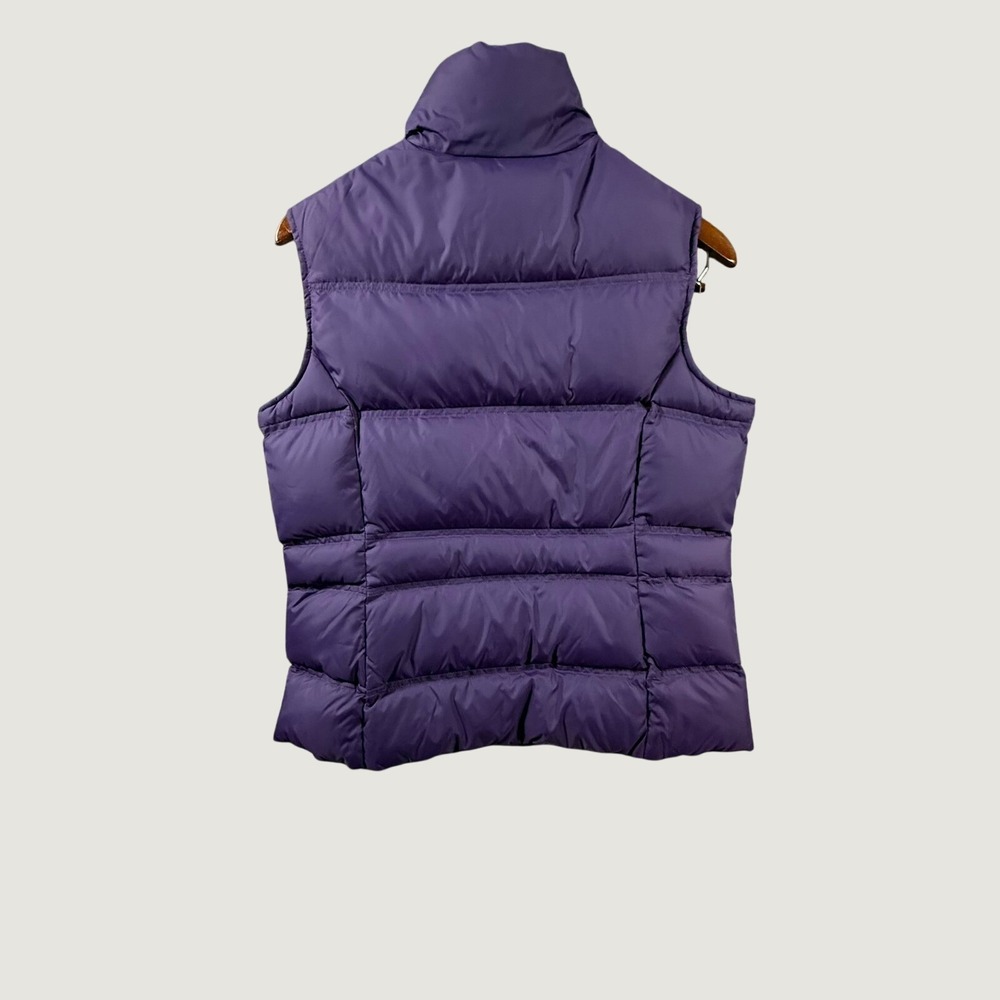 Lands' End Women's Down Puffer Vest Purple Small 6-8 Snap Front Quilted Nylon - Picture 2 of 9